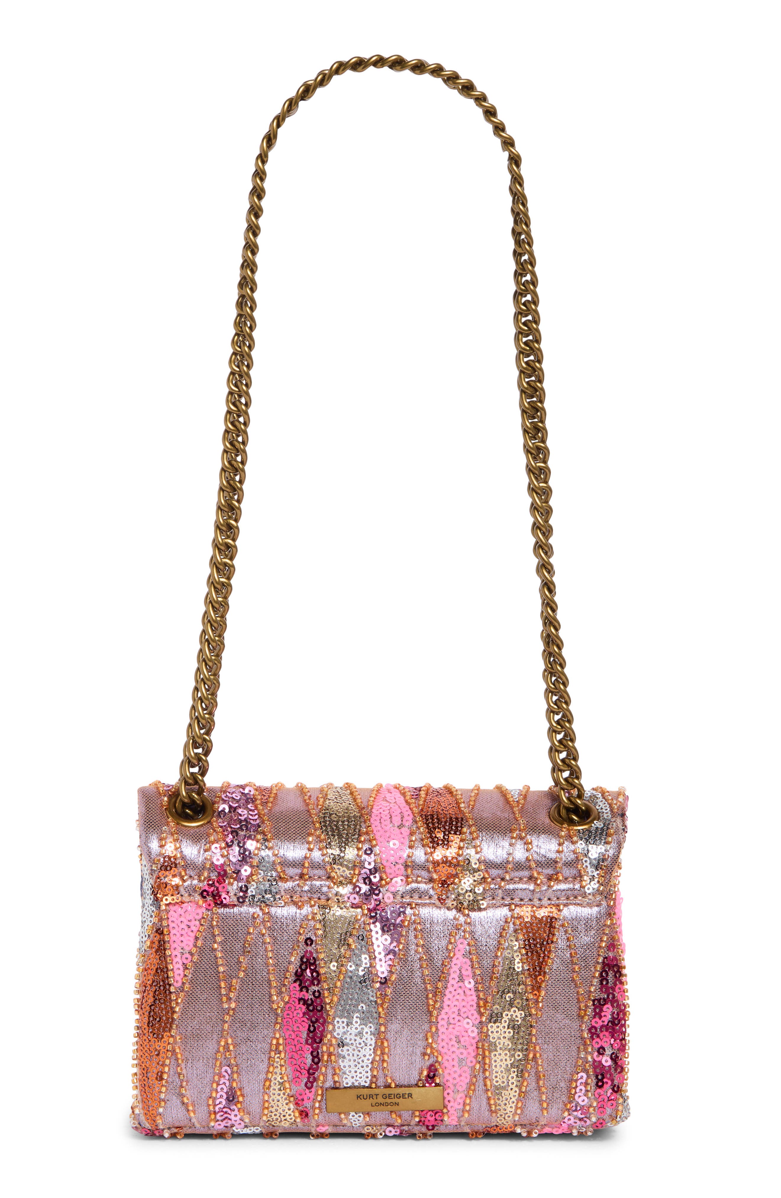 Kurt Geiger London Mini Kensington Sequin Shoulder Bag, Alternate, color, Pink Comb