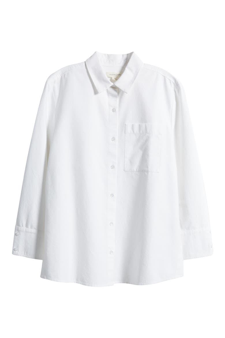 Oversize Cotton Button-Up Shirt, Alternate, color, WHITE