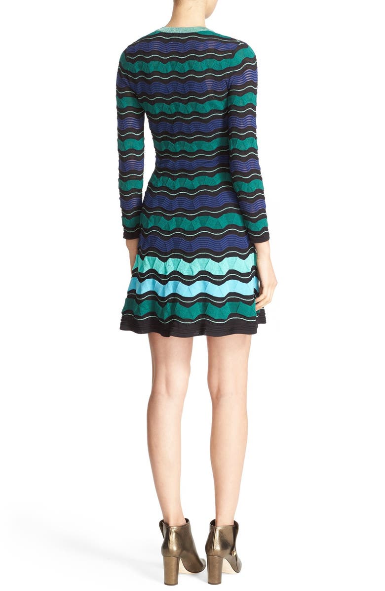 M Missoni Ripple Ribbon Stitch Fit & Flare Dress, Alternate, color,