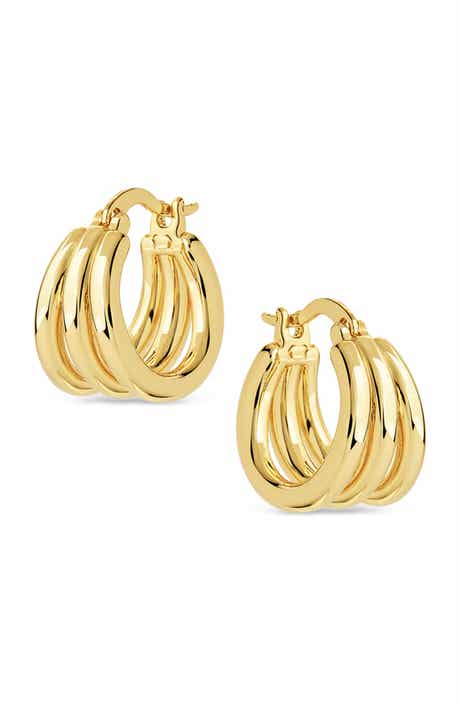 Triple Layer 14k Gold Plated Hoop Earrings