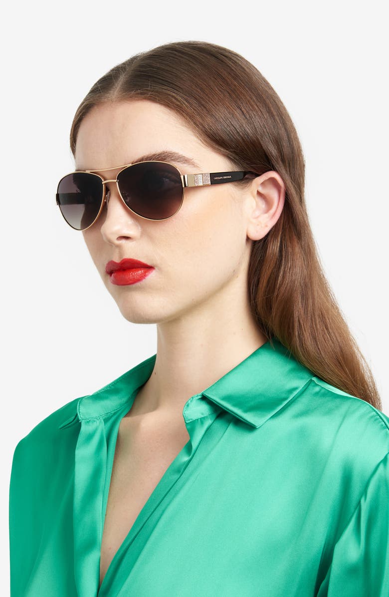 Carolina Herrera Her 0135/S 59mm Gradient Aviator Sunglasses, Alternate, color, Rose Gold