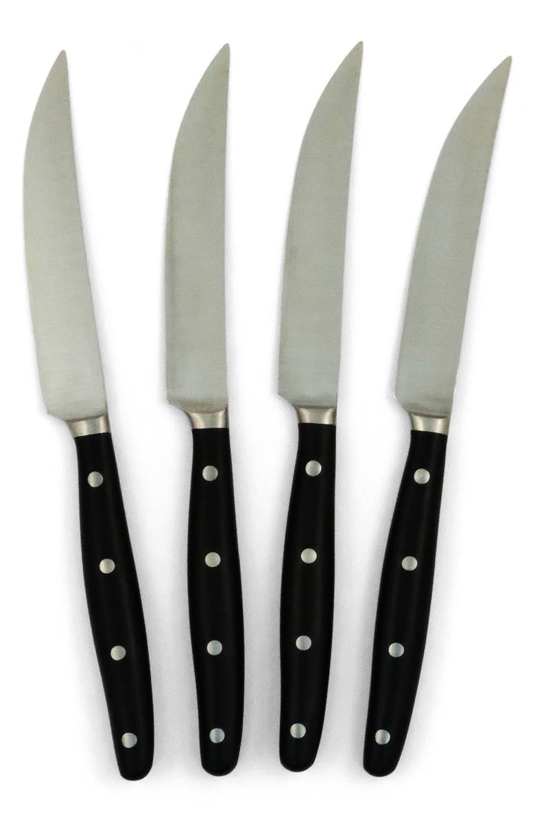 Ginkgo Lyon Set of 4 Steak Knives, Main, color, Black
