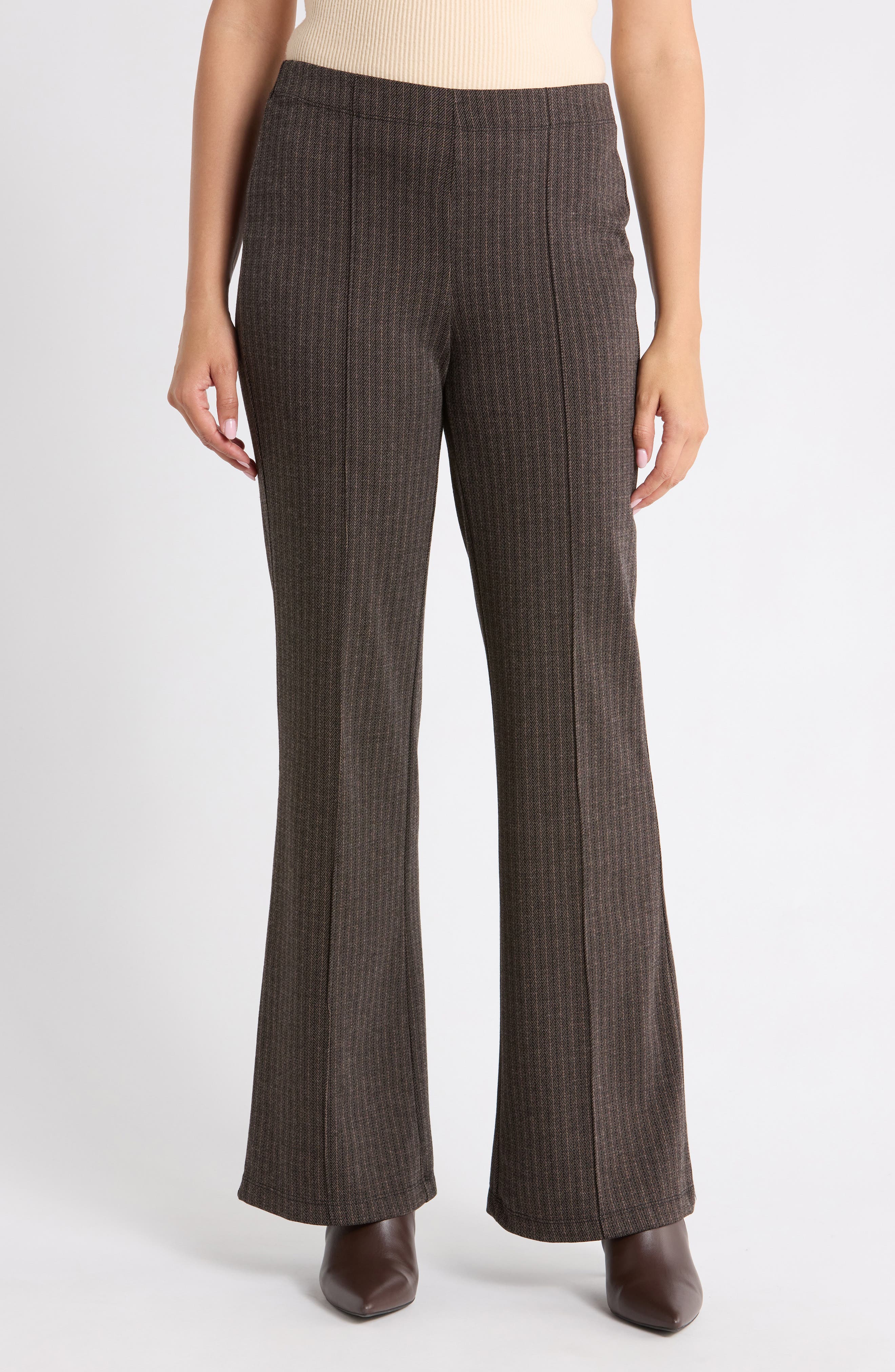 Front Seam Double Knit Flared Pants