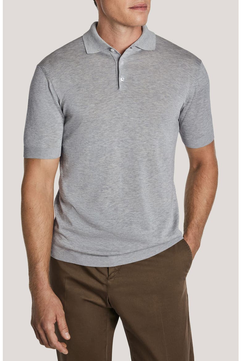 Tupper Organic Cotton & Silk Polo, Main, color, LIGHT GREY