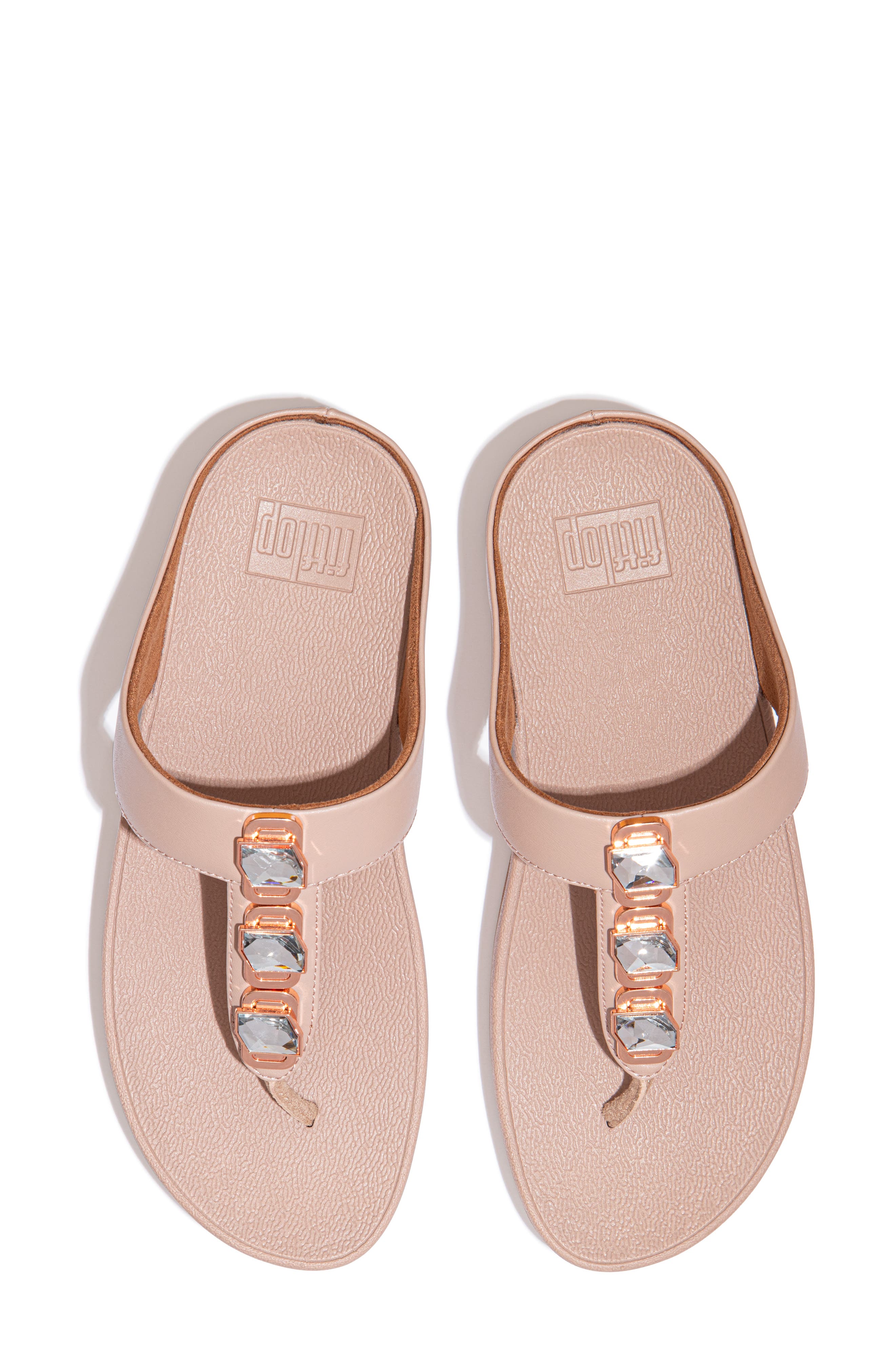 FitFlop Fino Crystal Wedge Flip Flop Sandal, Alternate, color, Beige