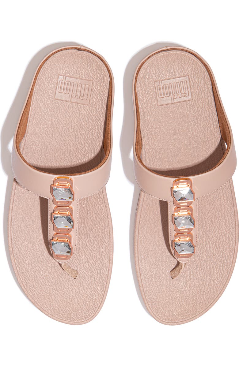 FitFlop Fino Crystal Wedge Flip Flop Sandal, Alternate, color, Beige