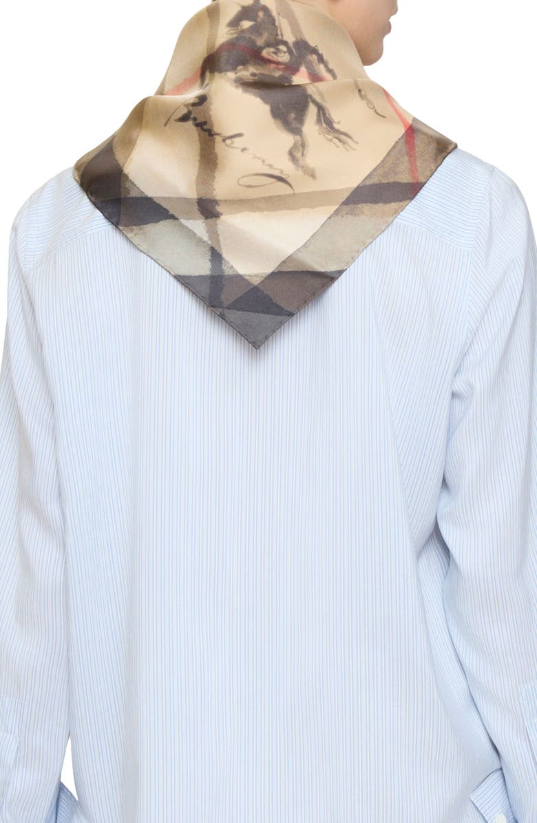 Burberry Check EKD Silk Twill Square Scarf, Alternate, color, Sand