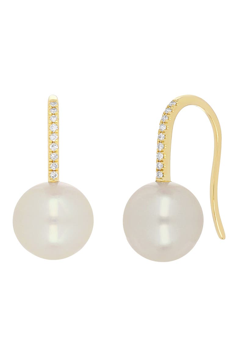 14K Gold Pavé Diamond Mother-of-Pearl Ball Drop Earrings, Main, color, 14K YELLOW GOLD