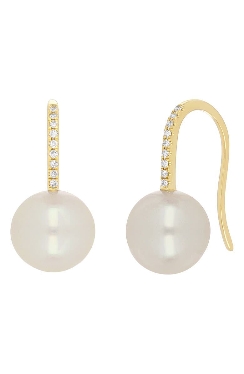 EF Collection 14K Gold Pavé Diamond Mother-of-Pearl Ball Drop Earrings, Main, color, 14K Yellow Gold