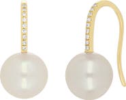 EF Collection 14K Gold Pavé Diamond Mother-of-Pearl Ball Drop Earrings