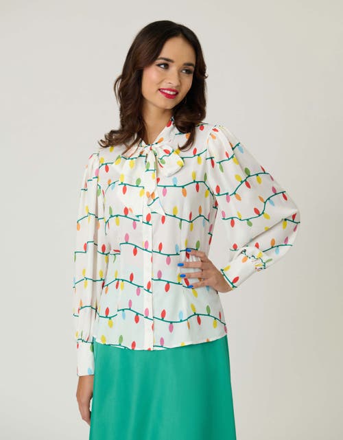 Unique Vintage Long Sleeve Neck Tie Gwen Blouse In Multi