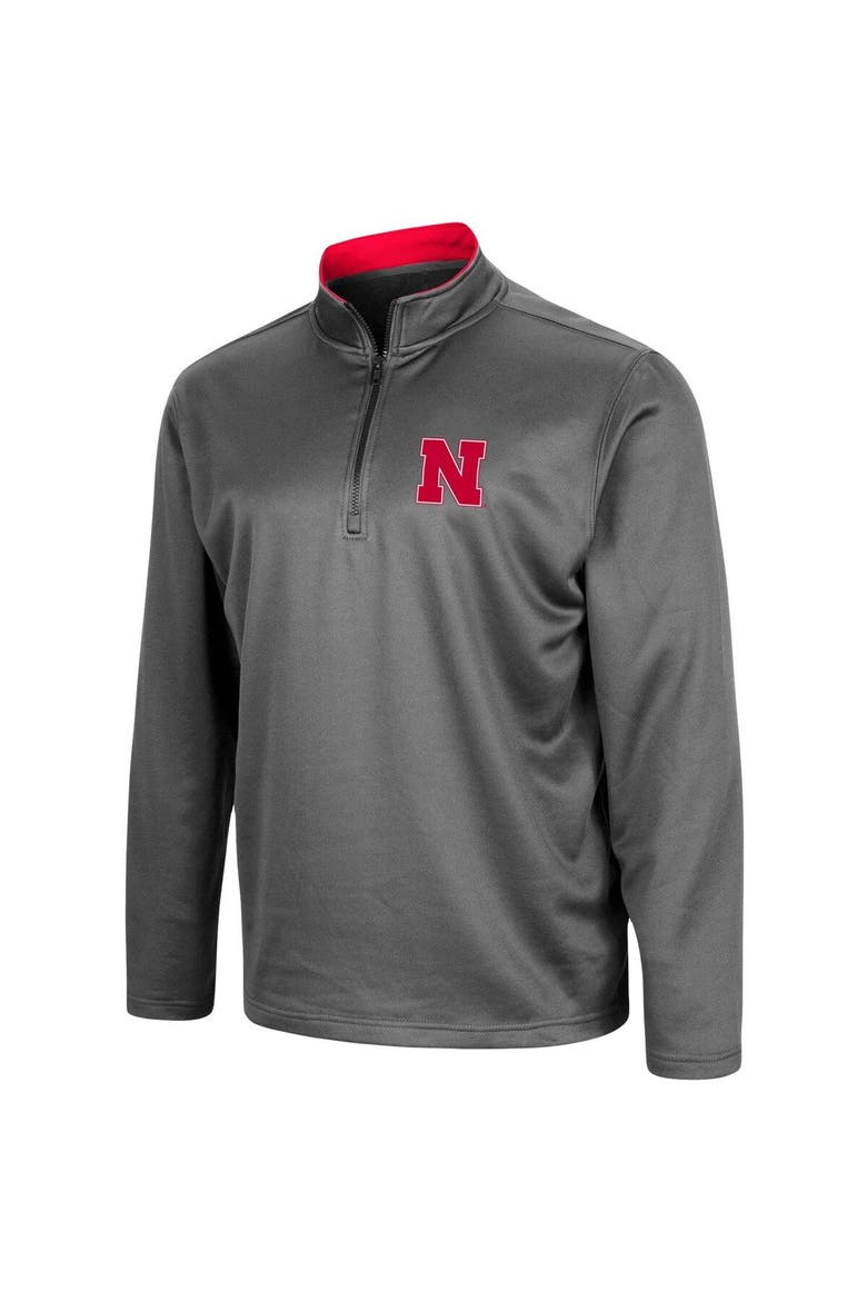 Men's Colosseum Charcoal Nebraska Huskers Big & Tall Fleece Quarter-Zip Jacket, Alternate, color, Charcoal