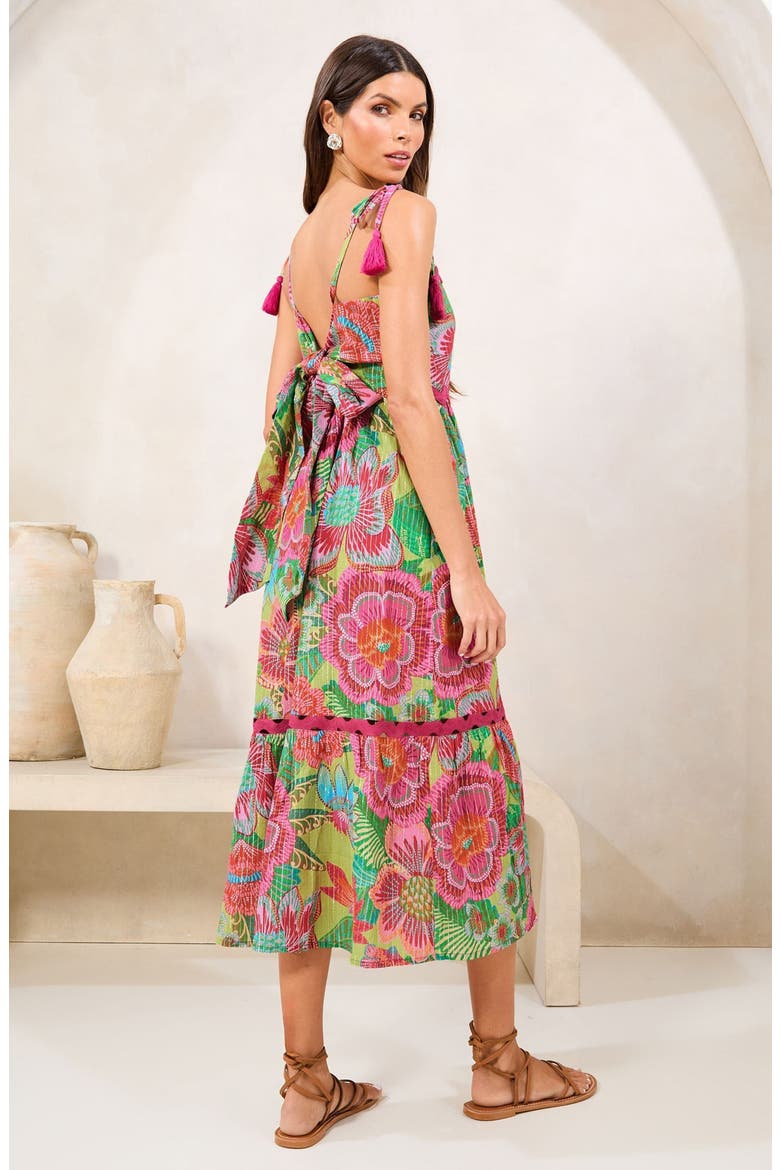 Floral Print Tie Strap Maxi Dress, Alternate, color, PINK