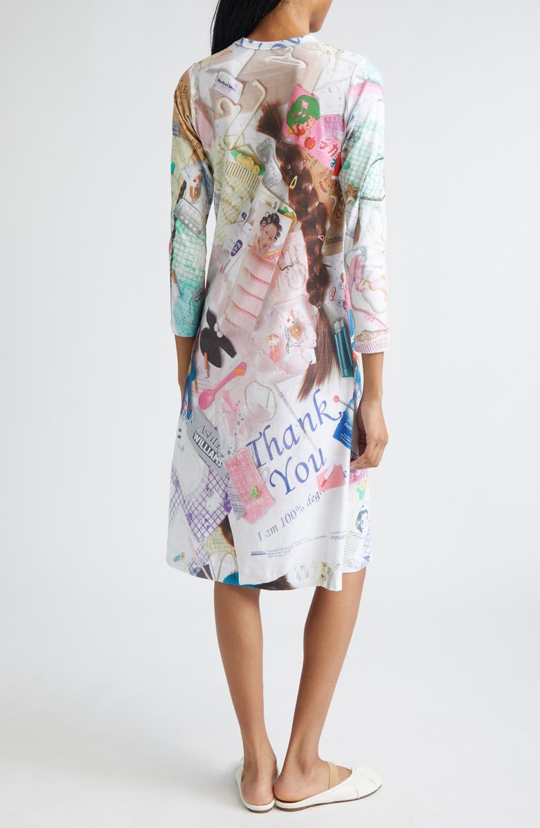 Ashley Williams Treasures Print Long Sleeve Jersey A-Line Dress, Alternate, color, White Multi