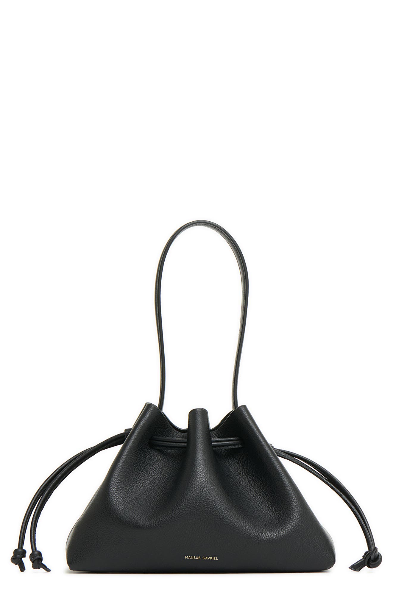 Mansur Gavriel Drawstring Pouchette, Main, color, Black