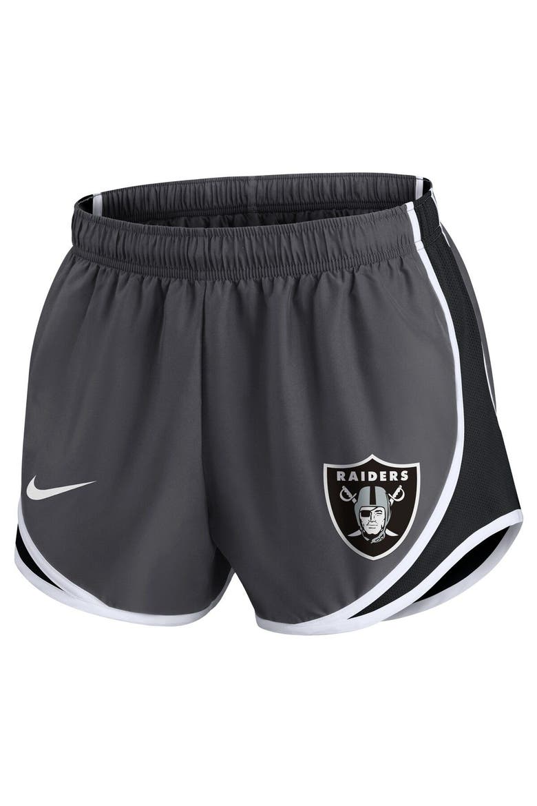 Women's Nike Charcoal Las Vegas Raiders Logo Performance Tempo Shorts, Alternate, color, Charcoal
