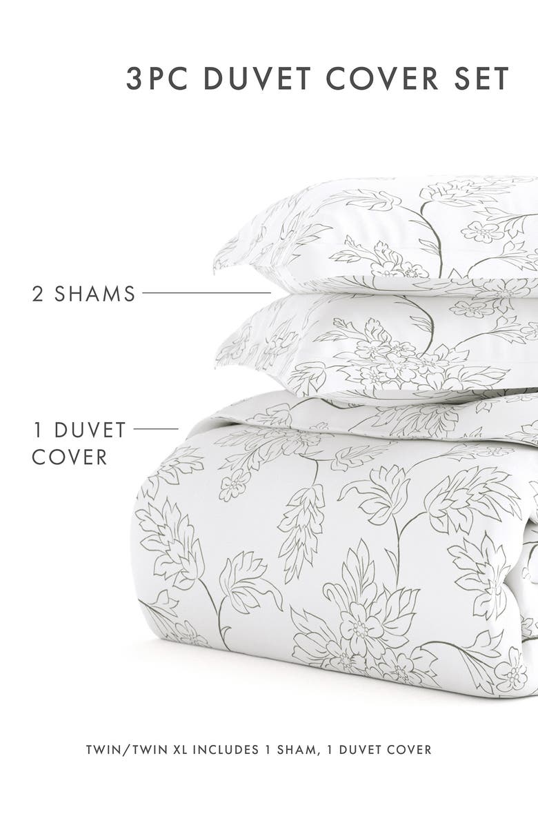 HOMESPUN Premium Ultra Soft Vine Pattern 3-Piece Duvet Cover Set, Alternate, color, Gray