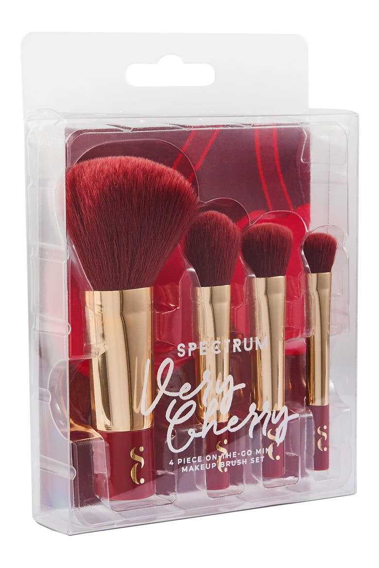 Very Cherry 4-Piece Mini Makeup Brush Set, Alternate, color, RED