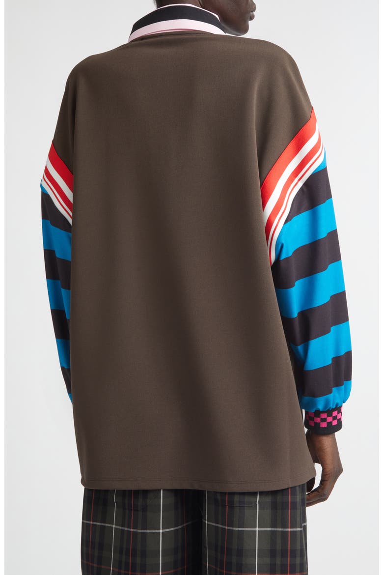 Mixed Stripe Patchwork Polo, Alternate, color, BROWN MULTI