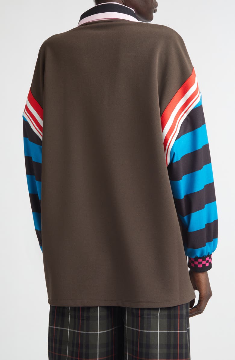 Chopova Lowena Mixed Stripe Patchwork Polo, Alternate, color, Brown Multi