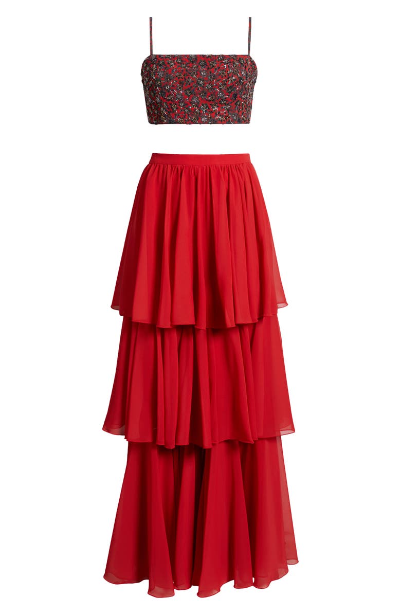 Sani Mirza Choli & Palazzo Pants Set with Dupatta, Alternate, color, Scarlet Fleur