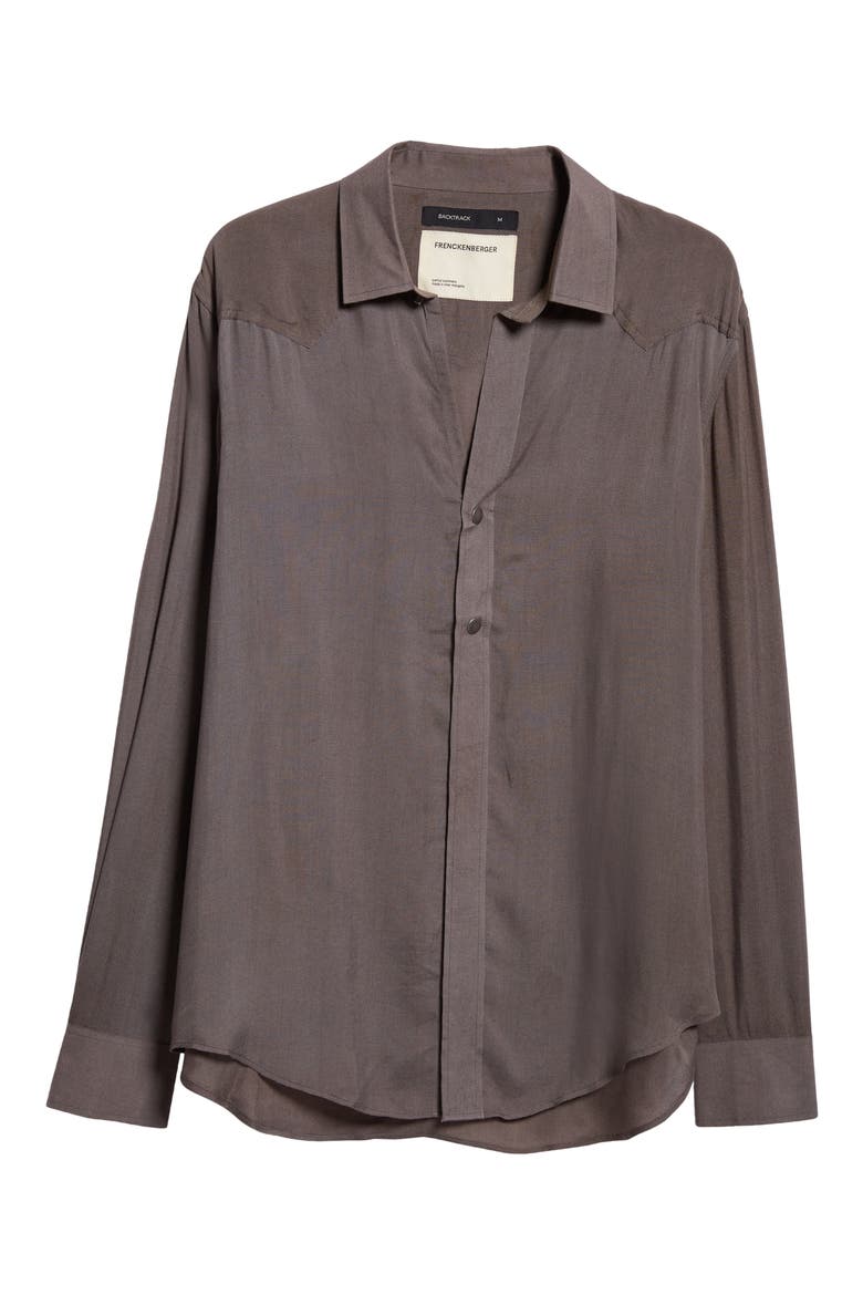 Gender Inclusive Modal & Cashmere Snap-Up Shirt, Alternate, color, BLACK OLIVE