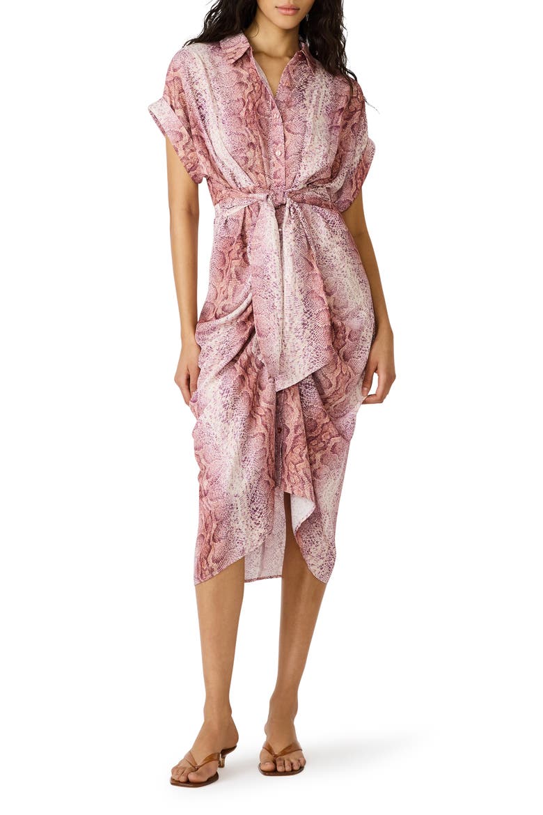Tori Snakeskin Print Shirtdress, Main, color, PINK SNAKE