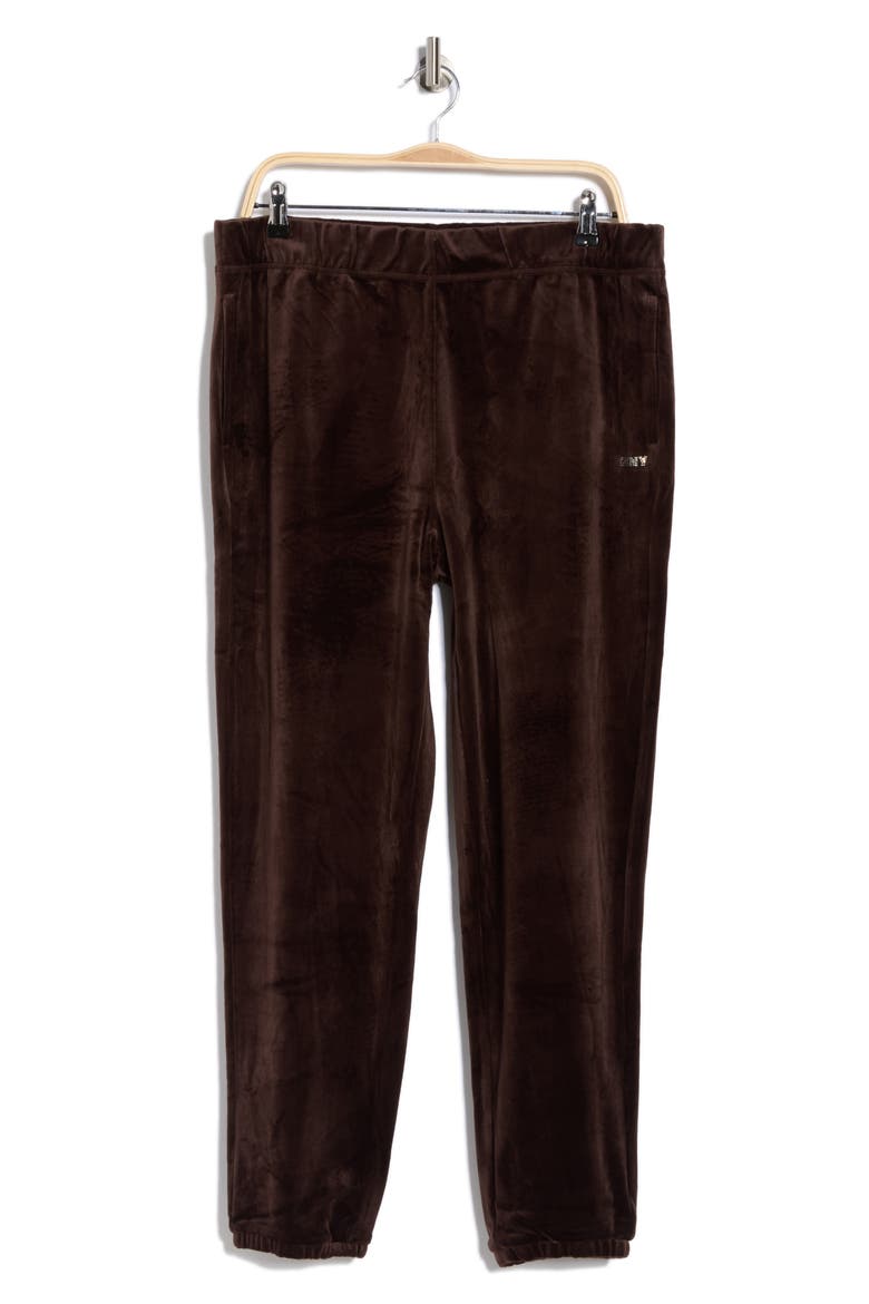 Rhinestone Logo High Waist Joggers, Alternate, color, ESPRESSO