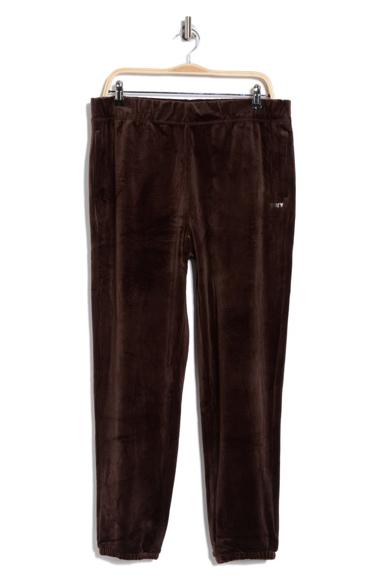 DKNY Rhinestone Logo High Waist Joggers, Alternate, color, Espresso