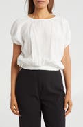 PATRIZIA LUCA Short Sleeve Bubble Crop Top