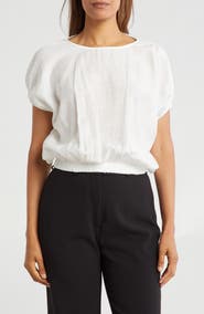 PATRIZIA LUCA Short Sleeve Bubble Crop Top