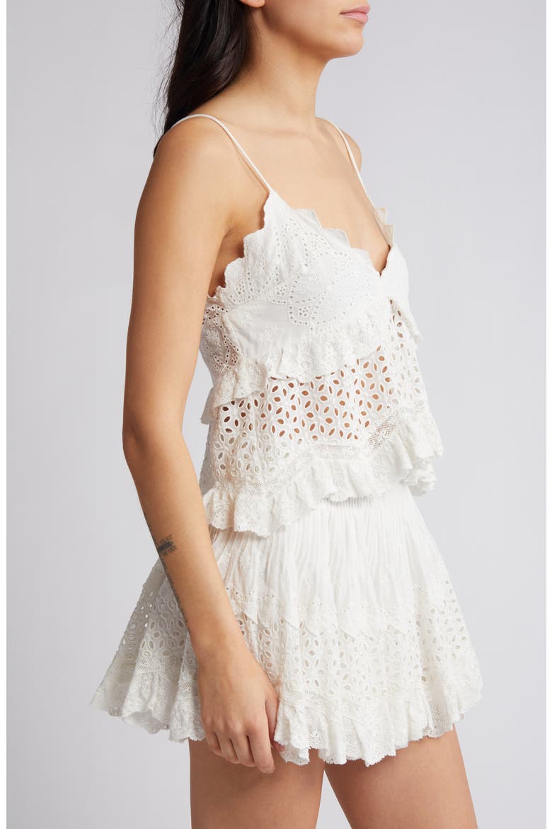 Senta Embroidered Eyelet Cotton Crop Peplum Top, Alternate, color, OFF WHITE