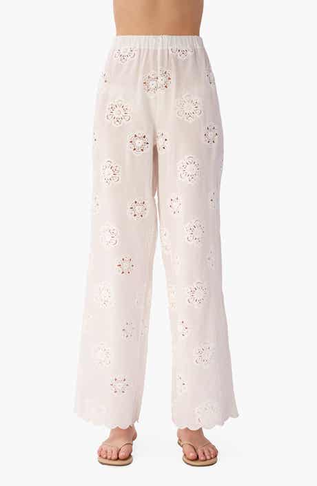 Tiago Floral Embroidery Straight Leg Pants