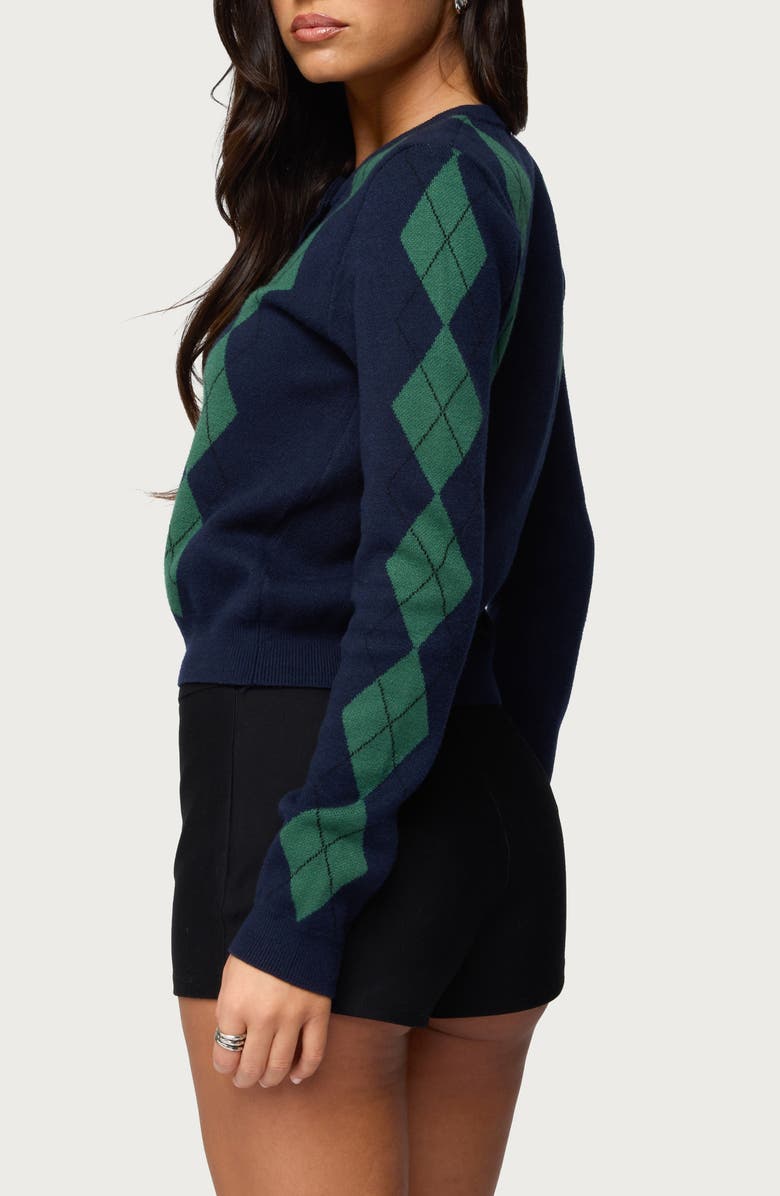EDIKTED Farren Argyle Cardigan, Alternate, color, Navy