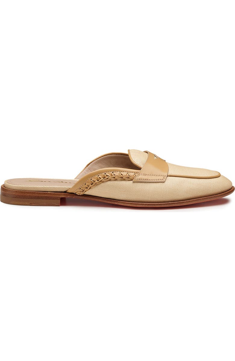 Santoni Women's Leather and Fabric Mule, Main, color, Natural