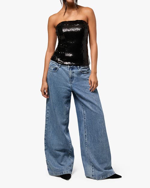 Weworewhat Sequin Corset Top In Black