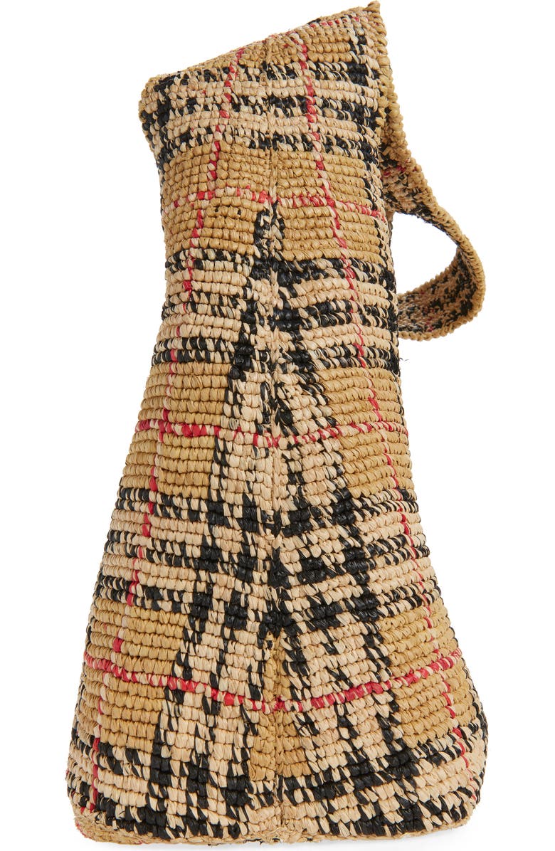 Burberry Margate Check Raffia Hobo Bag, Alternate, color,