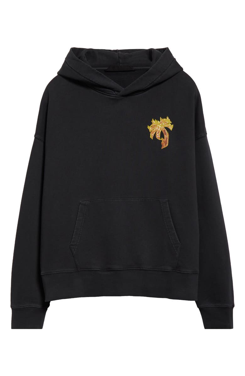 Palm Angels Burning Palm Cotton Graphic Hoodie, Alternate, color, 