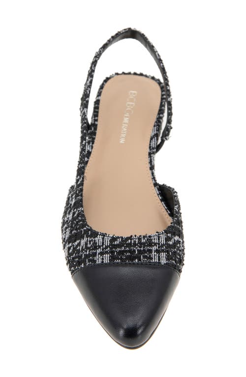 Bcbgeneration Tillie Slingback Cap Toe Pump In Black-white Boucle