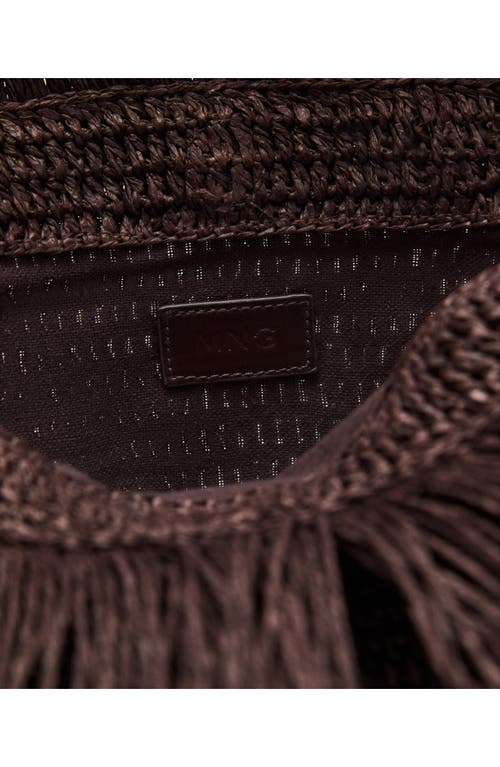 Mango Natural Fiber Envelope Clutch With Fringe