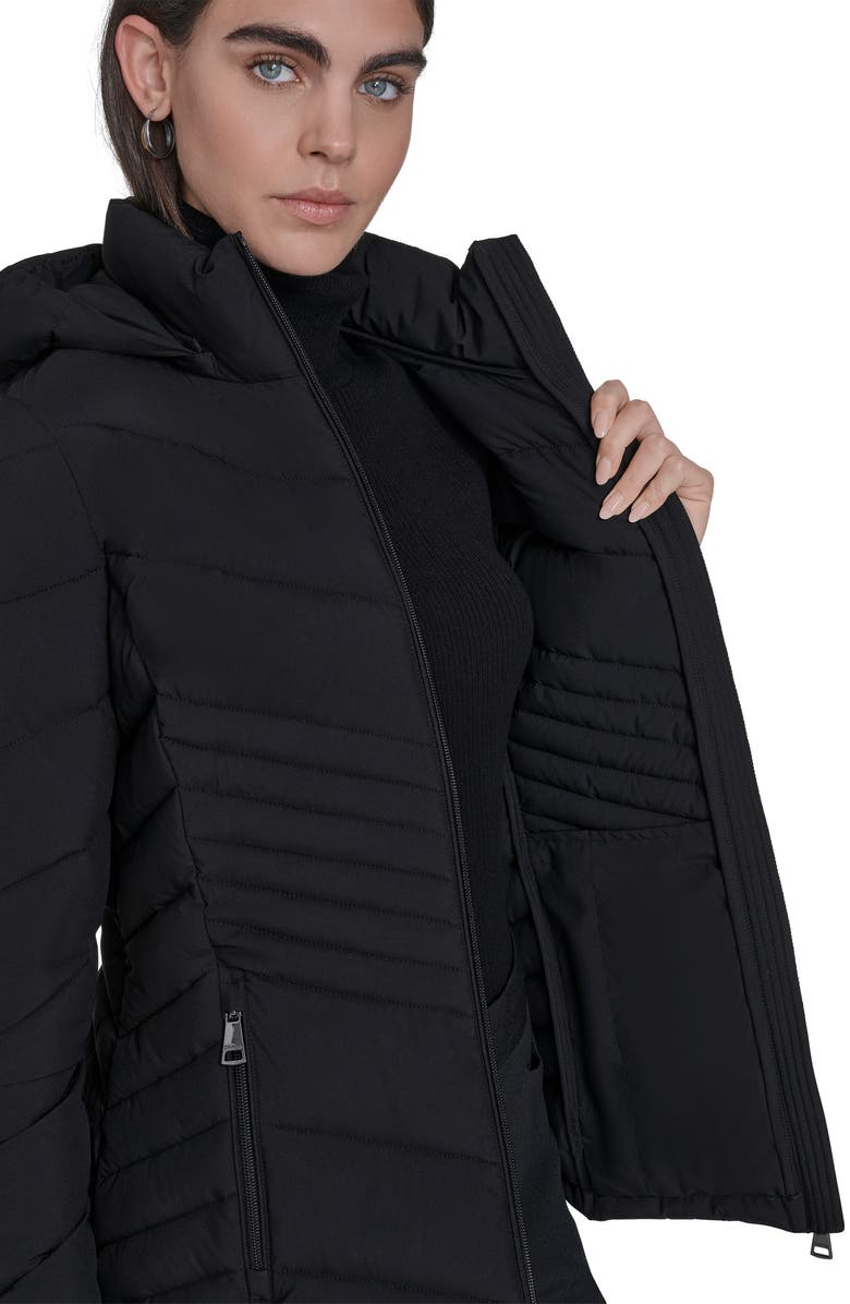 Calvin Klein Water Resistant Chevron Quilted Puffer Jacket, Alternate, color, Ebony