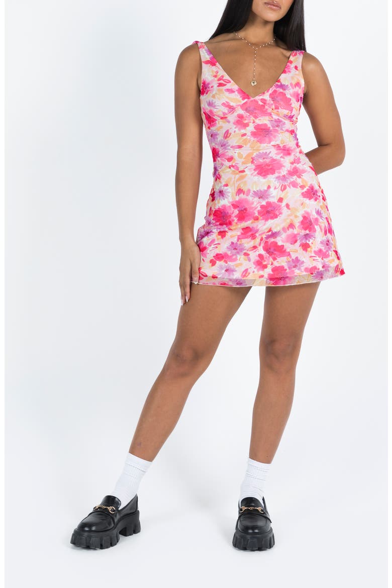 Zuba Floral Mesh Minidress, Main, color, PINK FLORAL