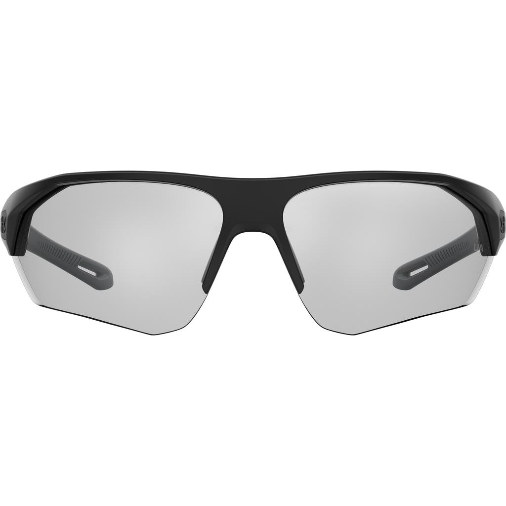 Under Armour 72mm Gradient Polarized Rectangular Sunglasses In Matte Black Grey