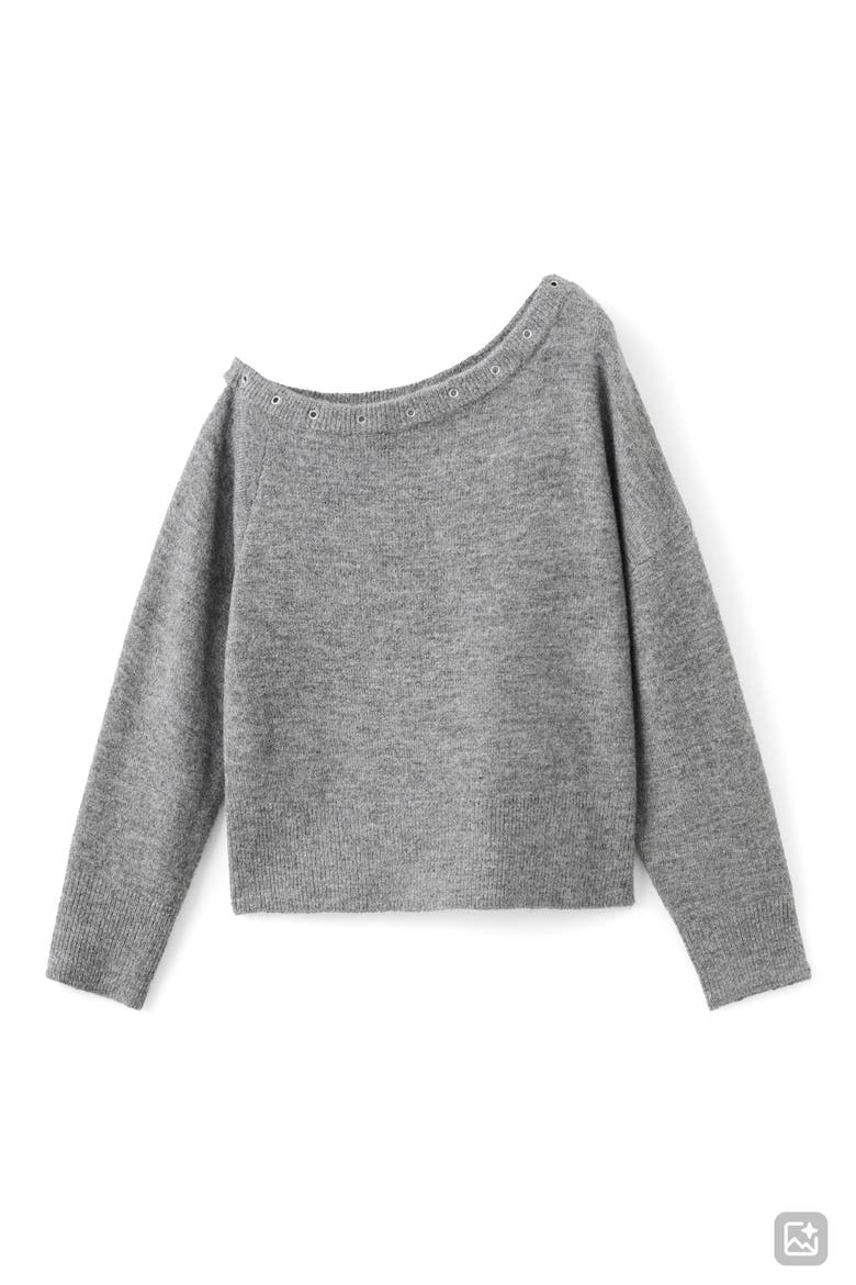 Grommet One-Shoulder Sweater, Alternate, color, MEDIUM HEATHER GREY