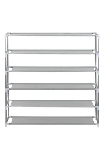 J&v Textiles J And V Textiles 6-tier Shoe Rack 6-tier Wood Top Shoe Rack In Gray