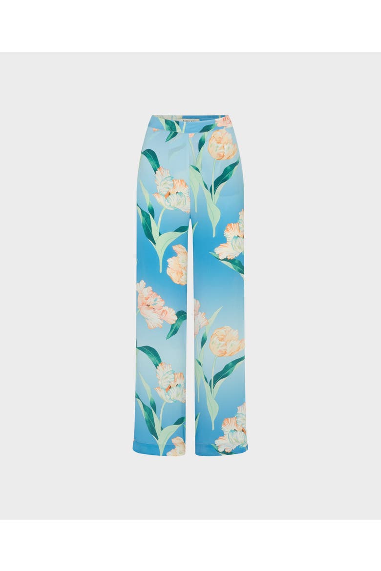 Barr Liberty Silk Satin Wide Leg Silk Palazzo Pants, Main, color, Blue