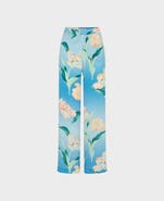Really Wild Clothing Barr Liberty Silk Satin Wide Leg Silk Palazzo Pants
