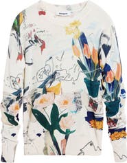 Desigual Floral Fine Gauge Crewneck Sweater