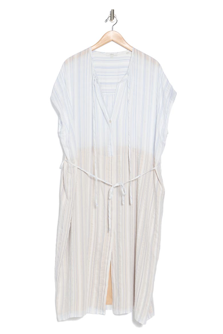 Stripe Cap Sleeve Shirtdress, Alternate, color, OFF WHITE/ VISTA BLUE