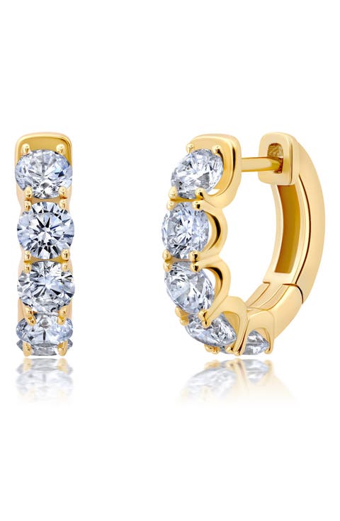 Small Brilliant Round Cubic Zirconia Hoop Earrings